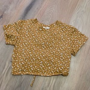 Yellow flower crop top
